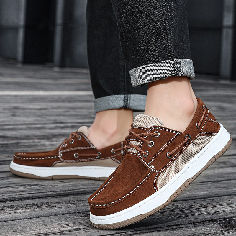 Fazil | Casual Lace-Up Contrast Panel Boat Shoes