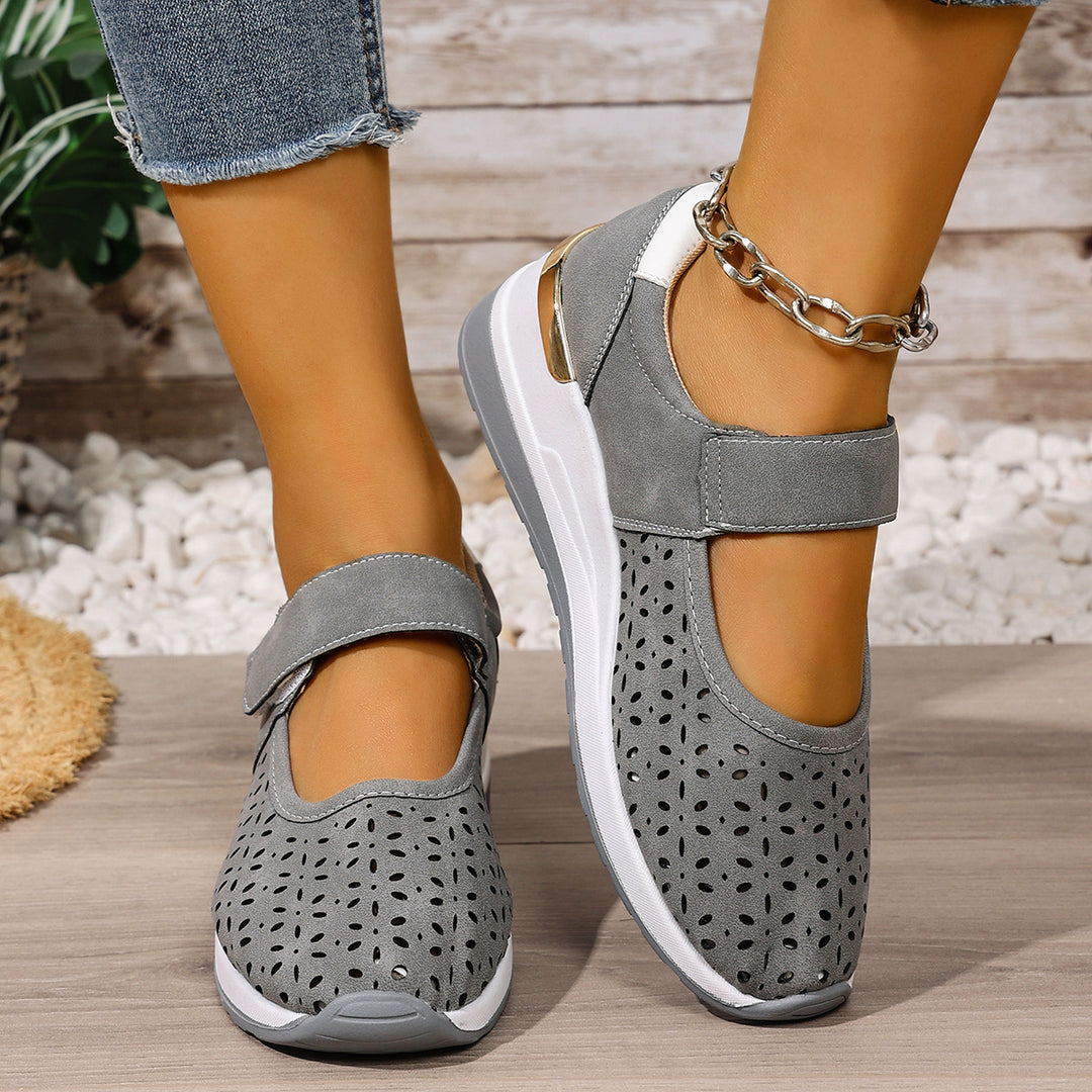 Jessica | Perforated Mary Jane Wedge Sneakers With Strap