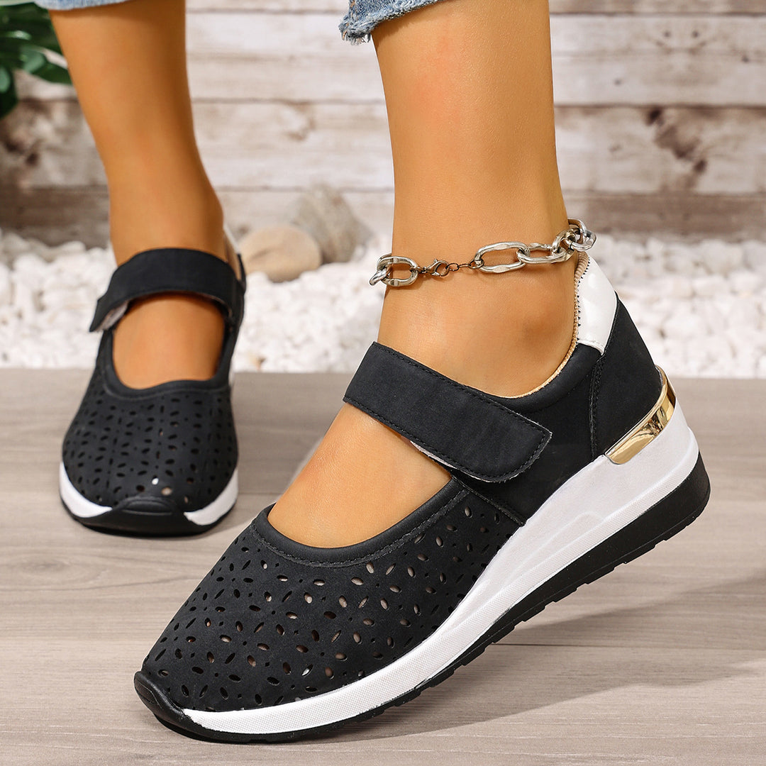 Jessica | Perforated Mary Jane Wedge Sneakers With Strap