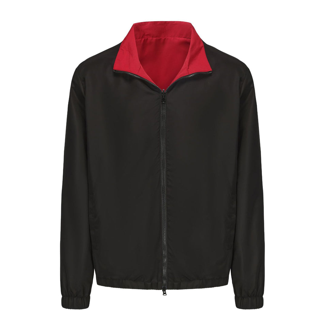 Donald | Jacket Black Zip Front Red Collar