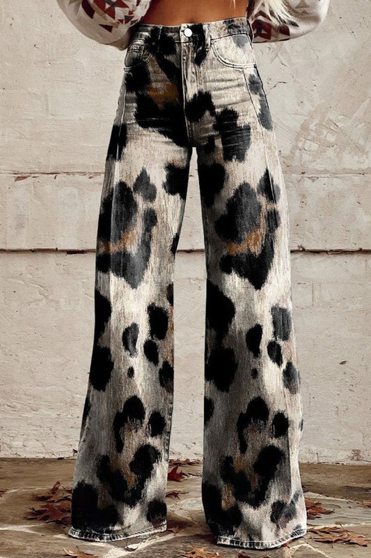 Mallory | Wide Leg Animal Print Jeans
