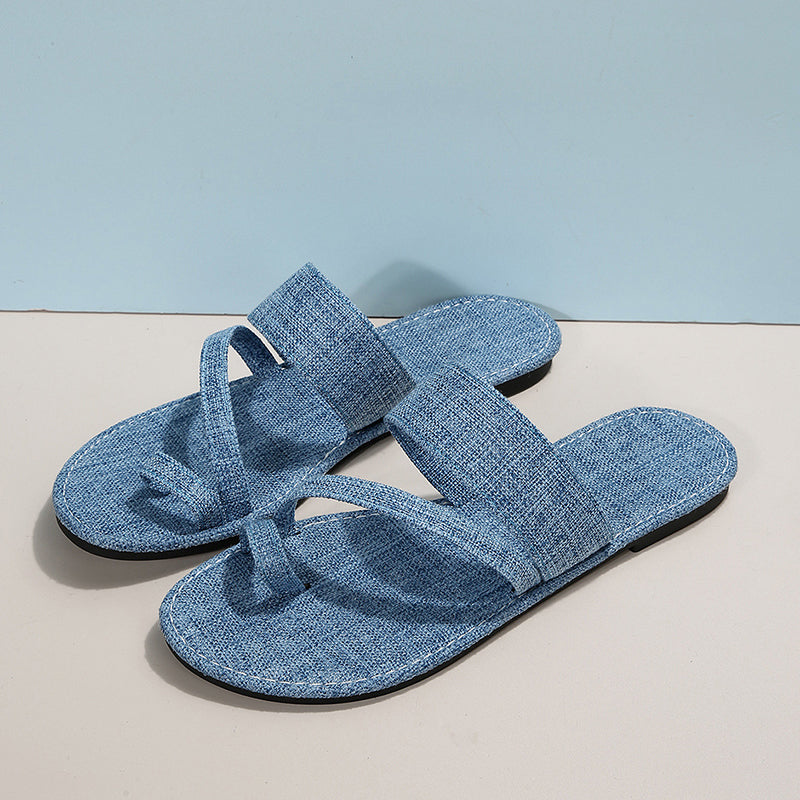 Warona | Blue Strappy Toe Loop Sandals