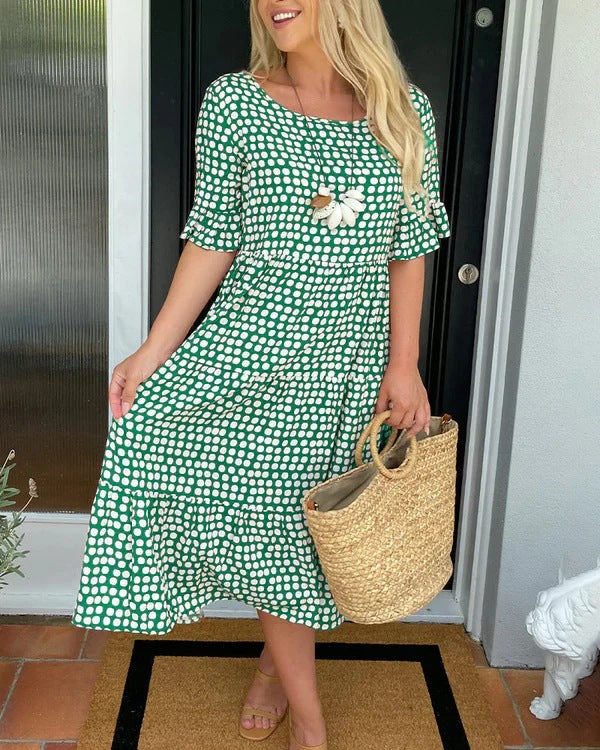 Blythea | Midi Dress Polka Dot Short Sleeve Loose Fit