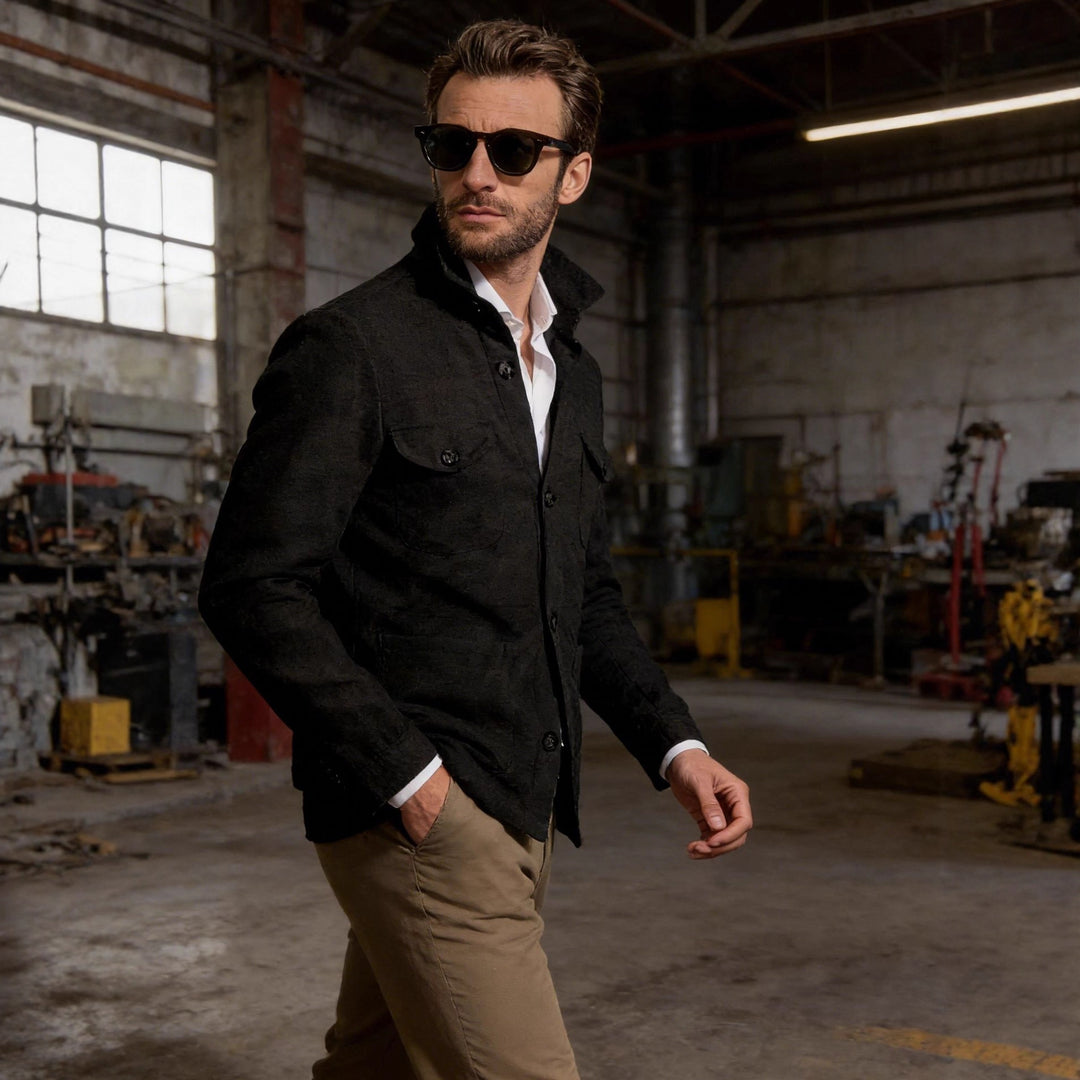 Jenkins | Jacket Black Button Front Chest Pockets