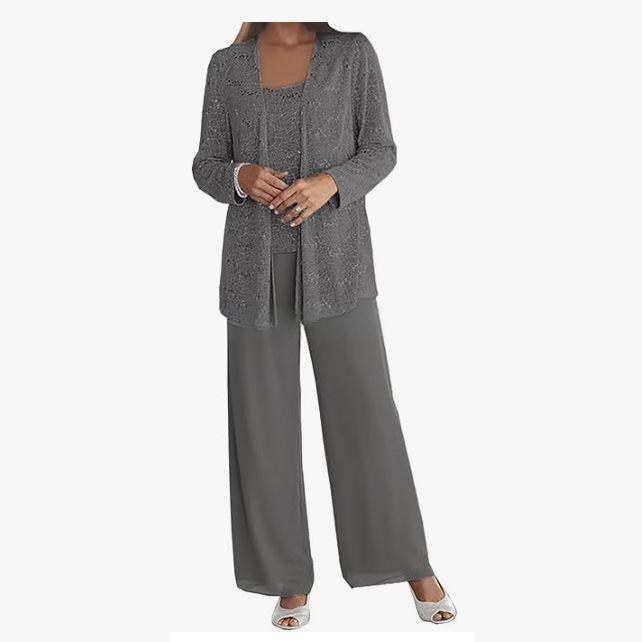 Gimena | Three Piece Shimmer Wide Leg Pant Set