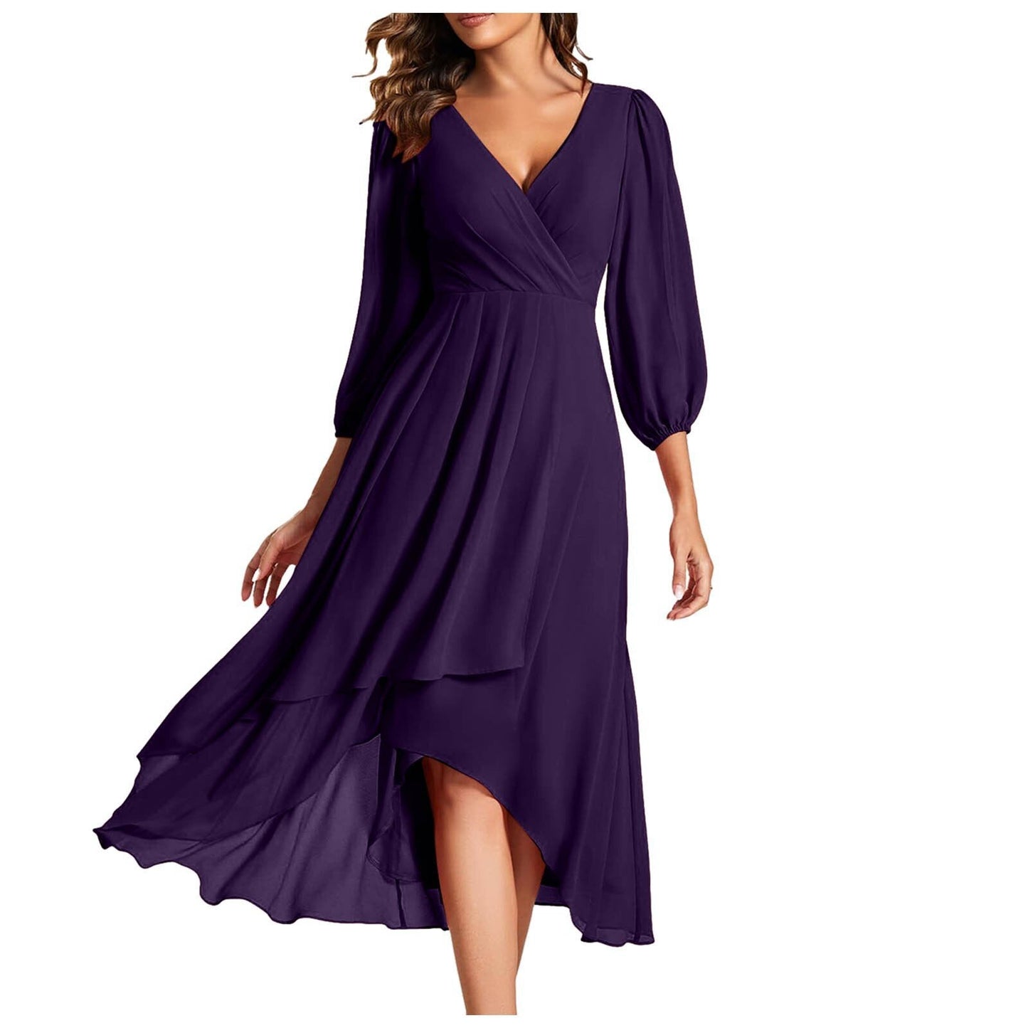 Laia | Dress With V Neck High Low Hem