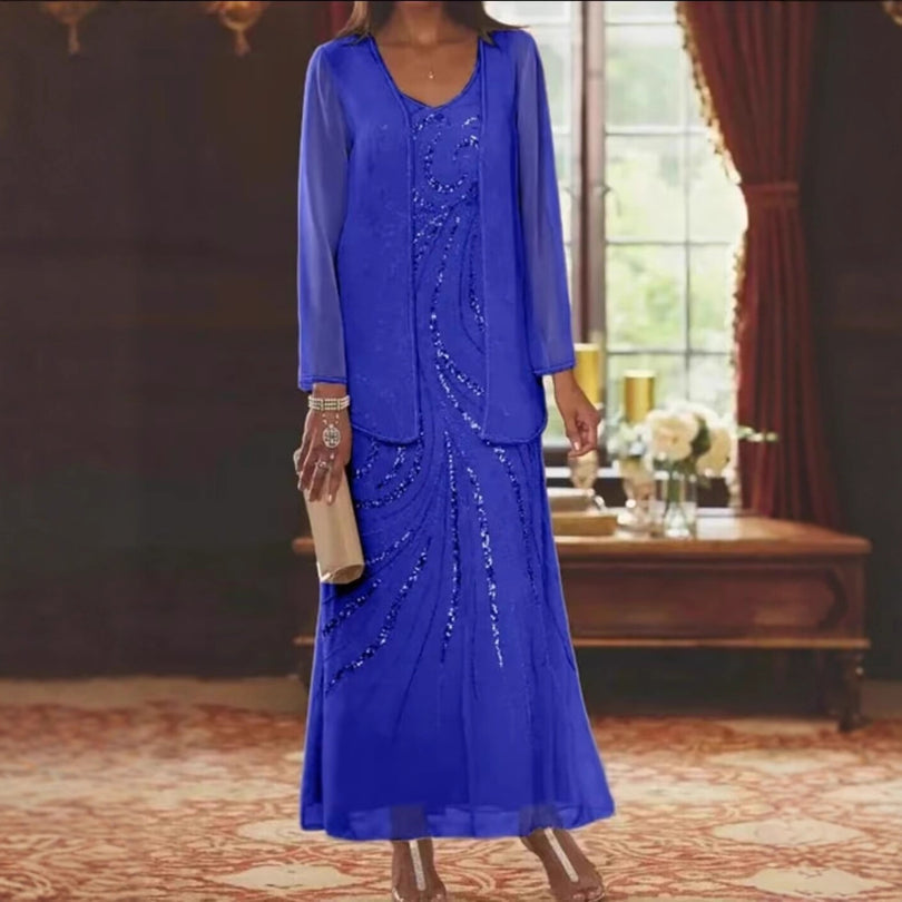 Jungmin | Maxi Dress with Off-Shoulder Ruffles and Lace