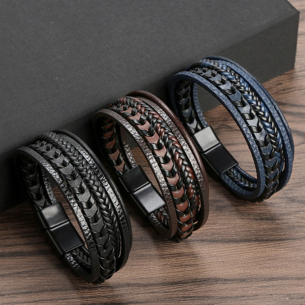 Lennart | Bracelet Black Brown Braided Layered Design