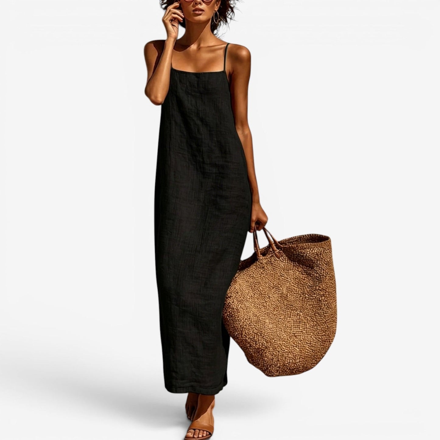 Sadia | Sleeveless Straight Maxi Slip Dress