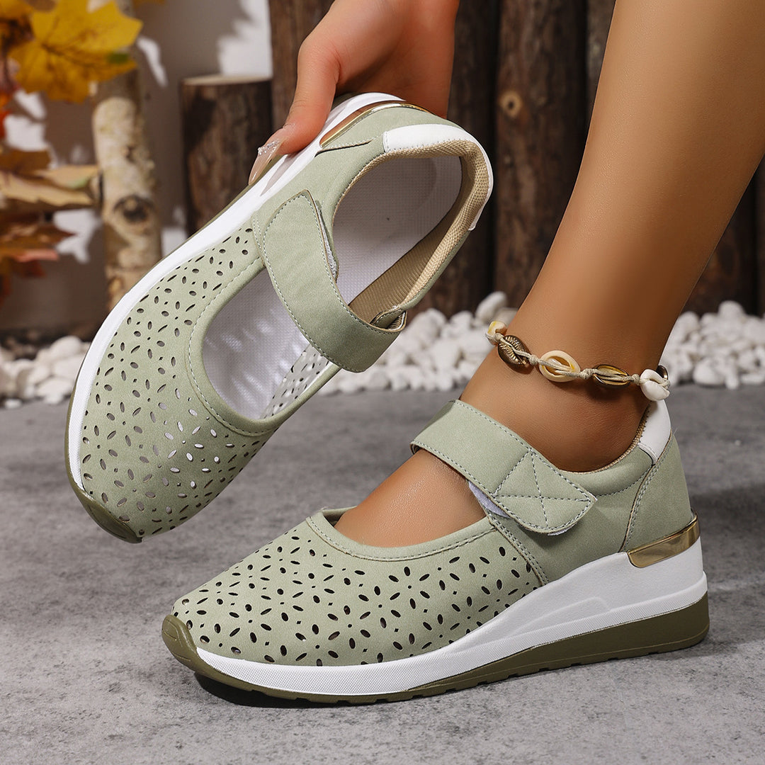 Jessica | Perforated Mary Jane Wedge Sneakers With Strap
