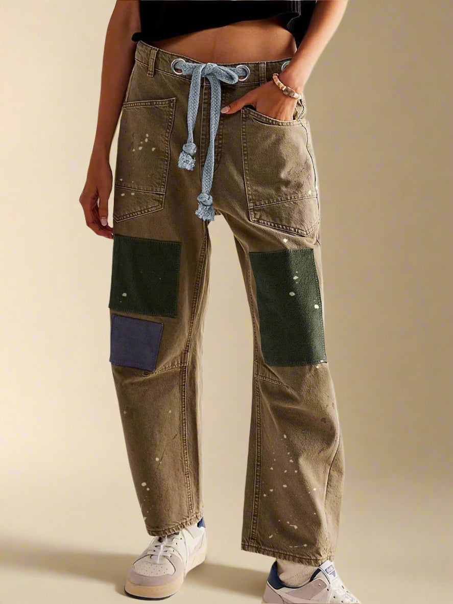 Felixa | Wide Leg Patchwork Drawstring Pants