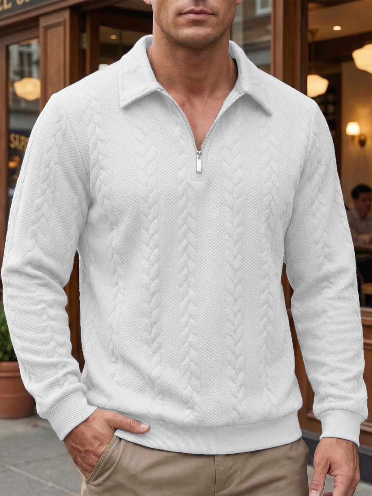 Eliyahu | Textured Half-Zip Long Sleeve Pullover
