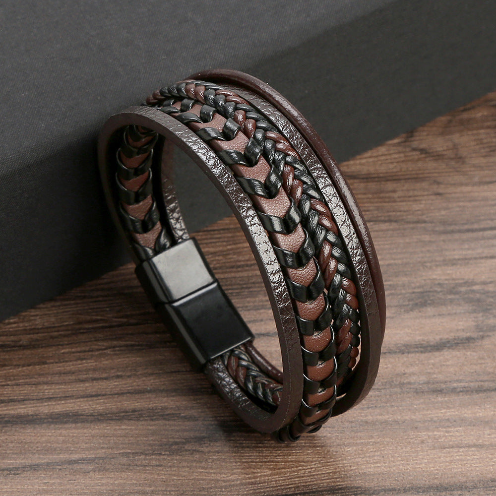 Lennart | Bracelet Black Brown Braided Layered Design