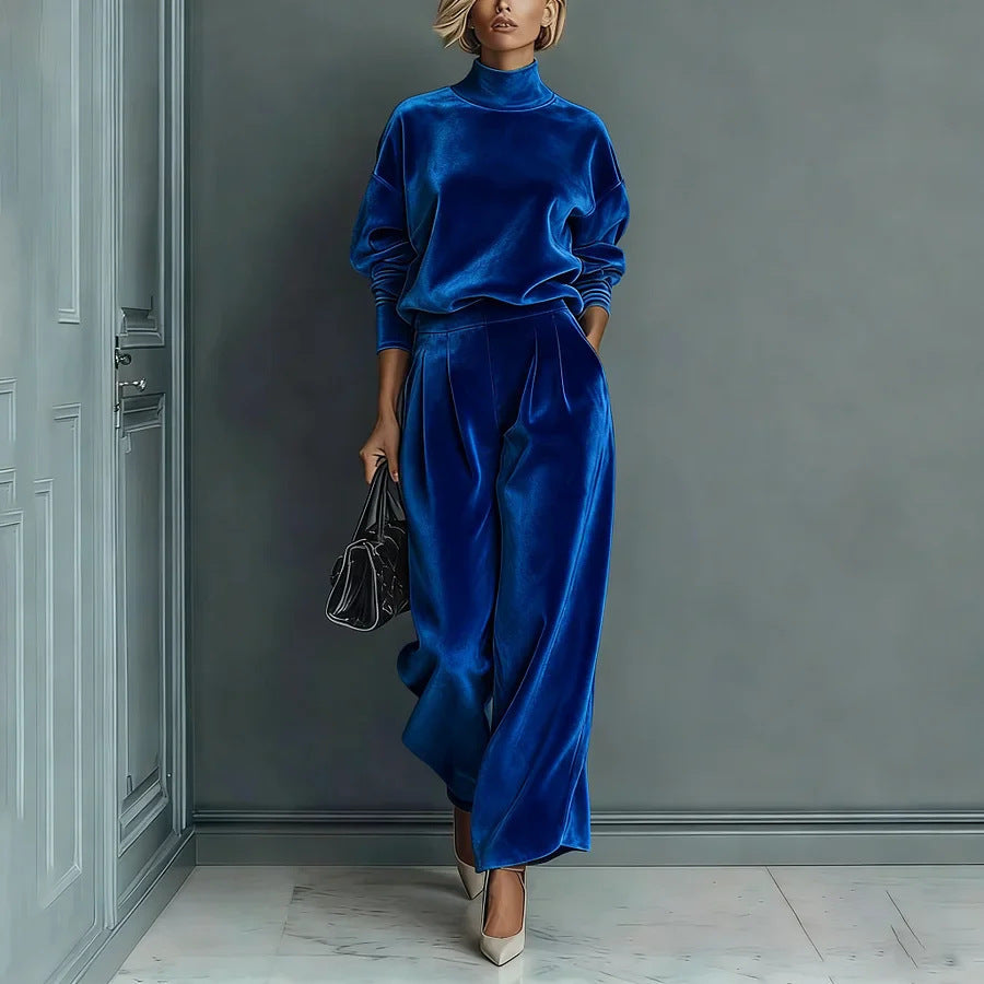 Lironah | Mock Neck Wide Leg Two Piece Set