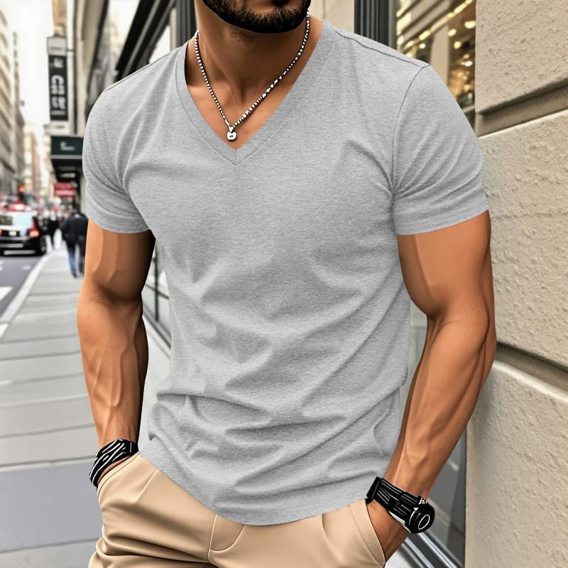 Railson | V-Neck Short Sleeve Cotton-Feel T-Shirt