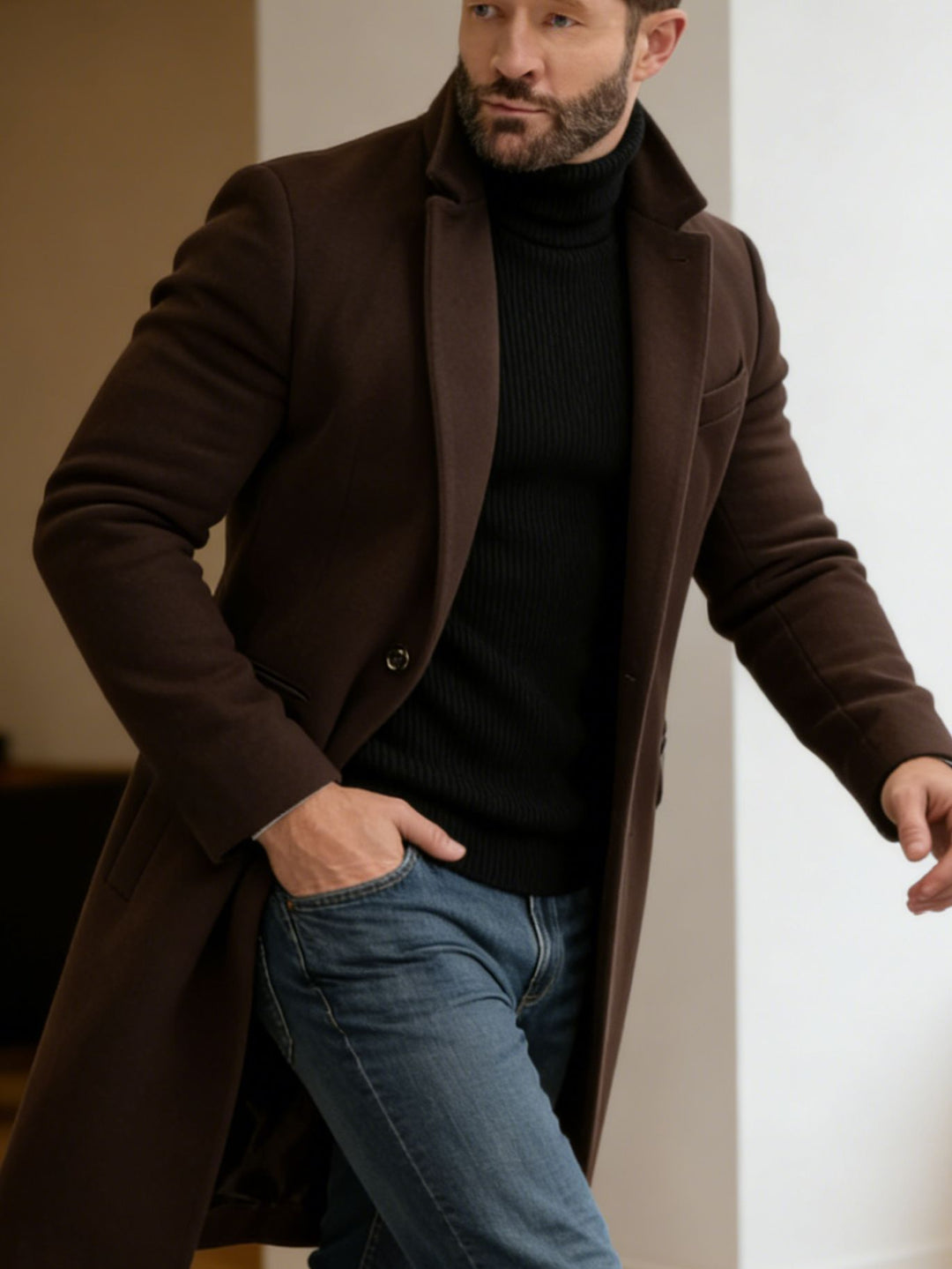 Grahame | Longline Coat with Notched Lapels