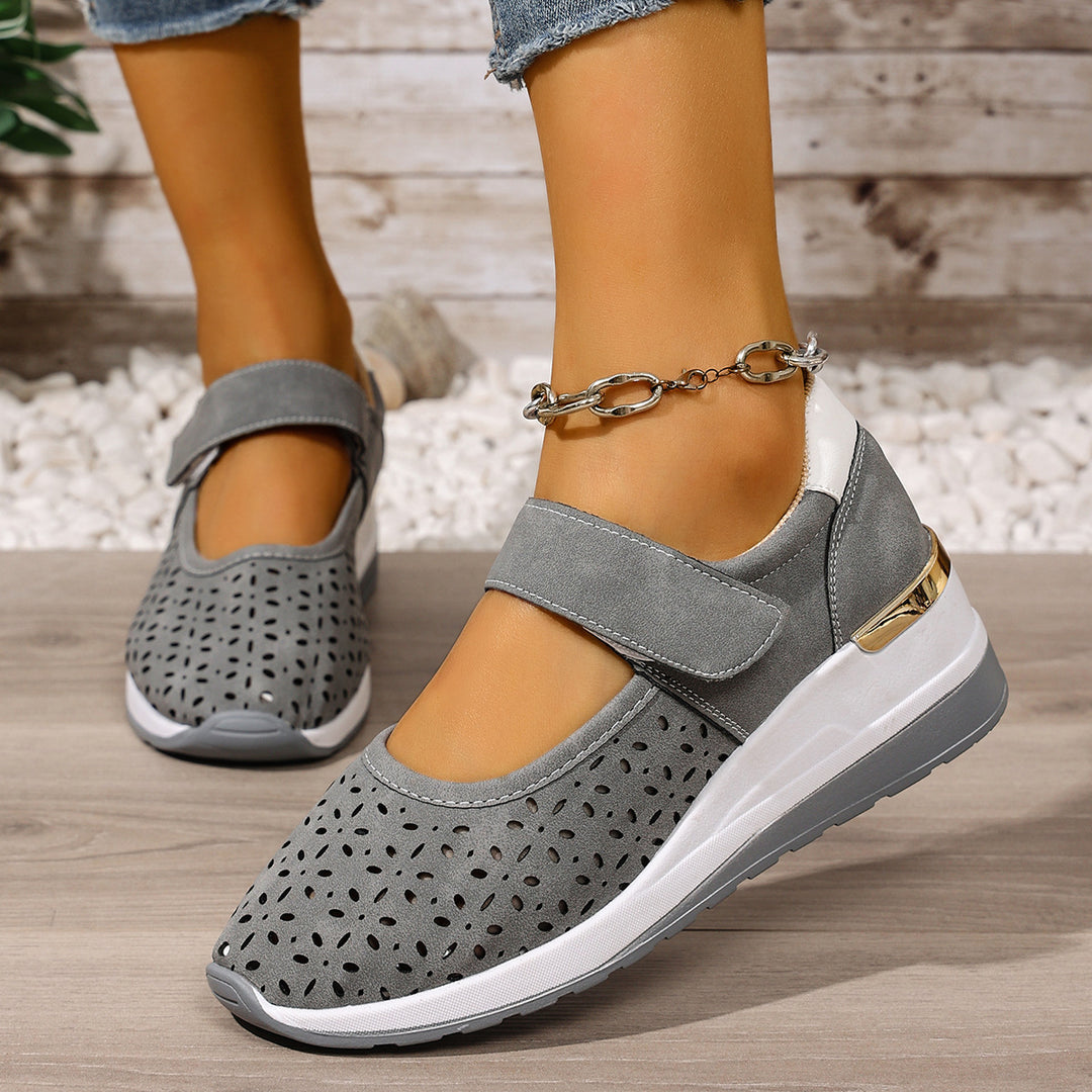 Jessica | Perforated Mary Jane Wedge Sneakers With Strap