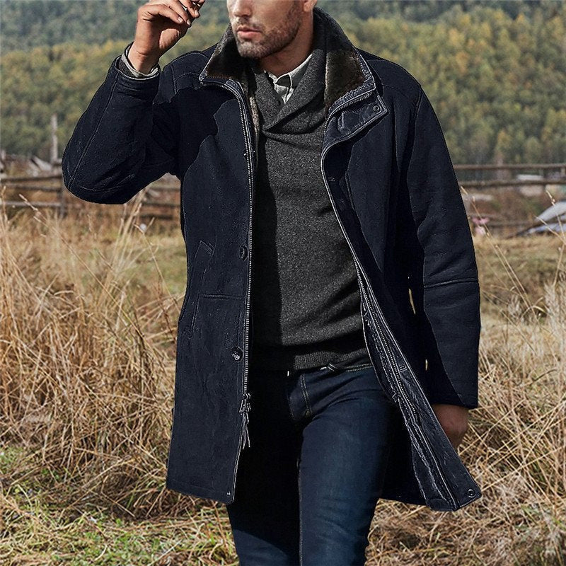 Derek | Coat with Plush Collar and Buttons