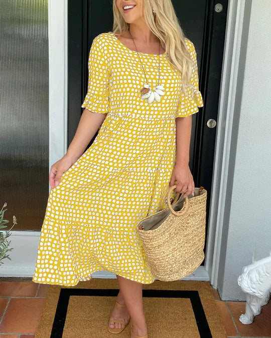 Blythea | Midi Dress Polka Dot Short Sleeve Loose Fit