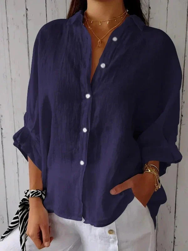 Aelita | Button Front Long Sleeve Relaxed Shirt