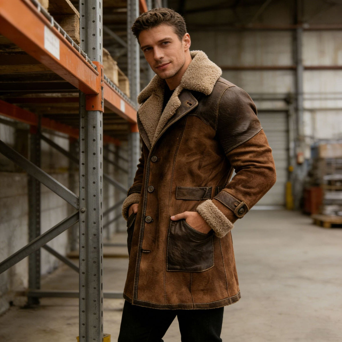 Andreas | Brown Coat with Plush Collar