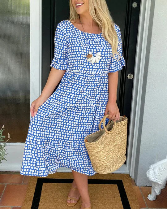 Blythea | Midi Dress Polka Dot Short Sleeve Loose Fit