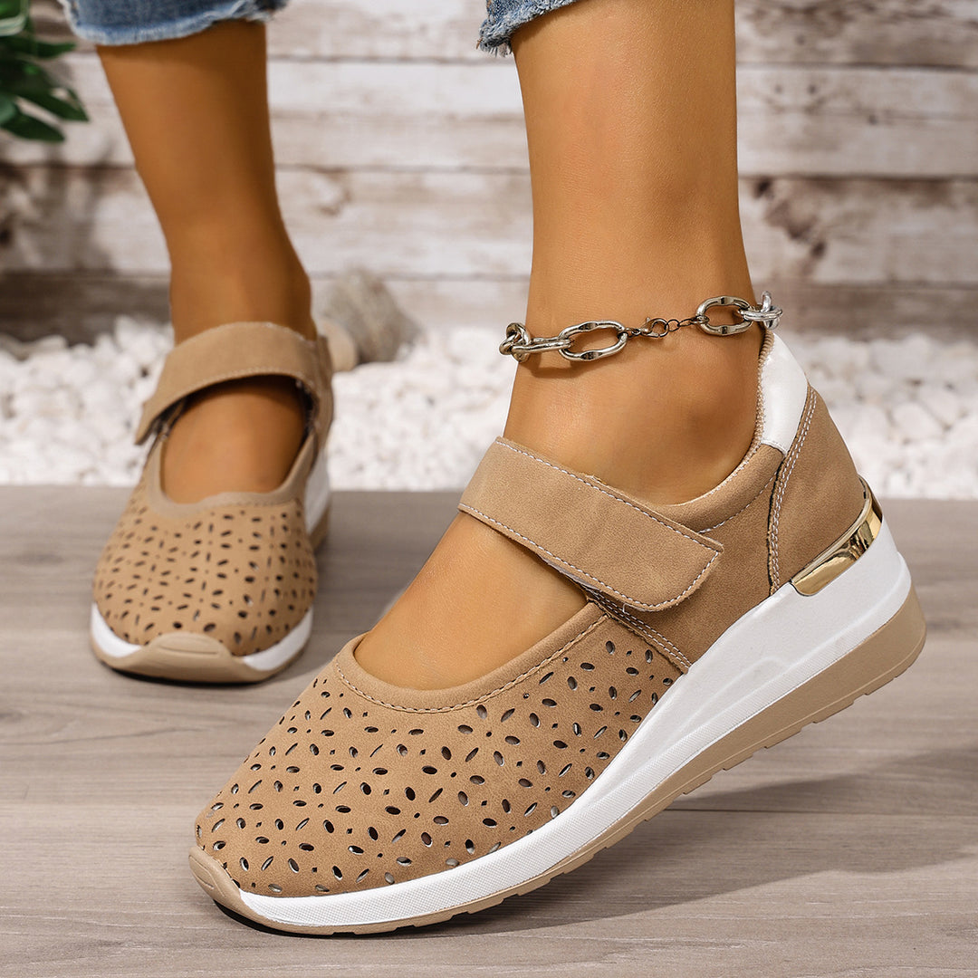 Jessica | Perforated Mary Jane Wedge Sneakers With Strap