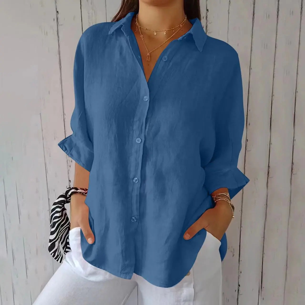 Aelita | Button Front Long Sleeve Relaxed Shirt
