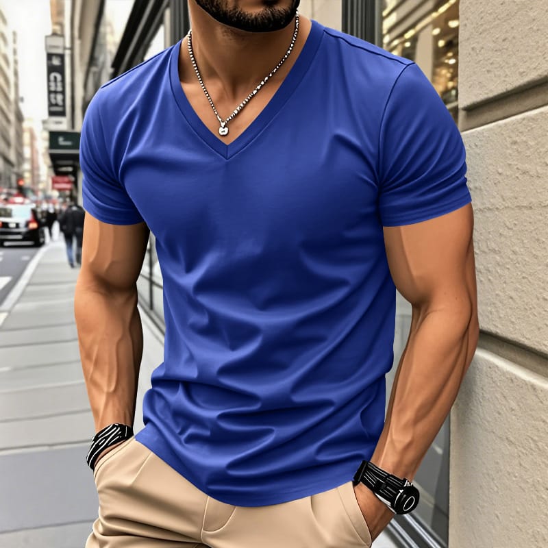 Railson | V-Neck Short Sleeve Cotton-Feel T-Shirt