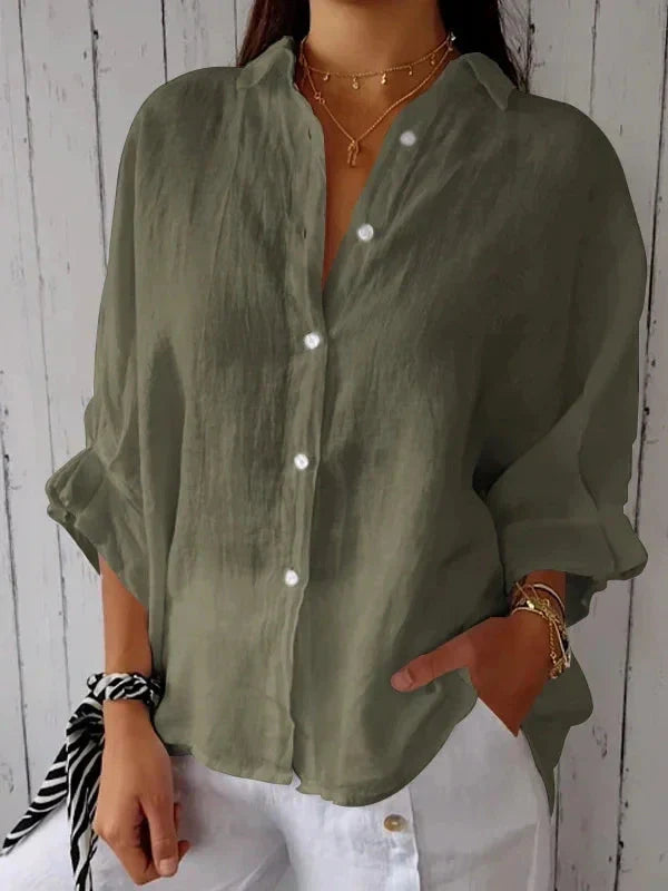 Aelita | Button Front Long Sleeve Relaxed Shirt
