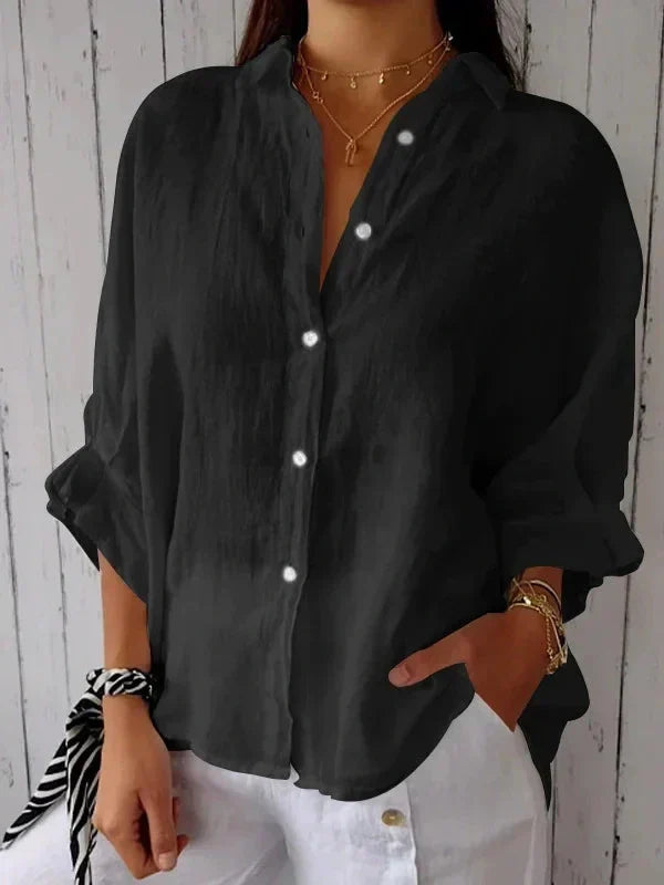 Aelita | Button Front Long Sleeve Relaxed Shirt