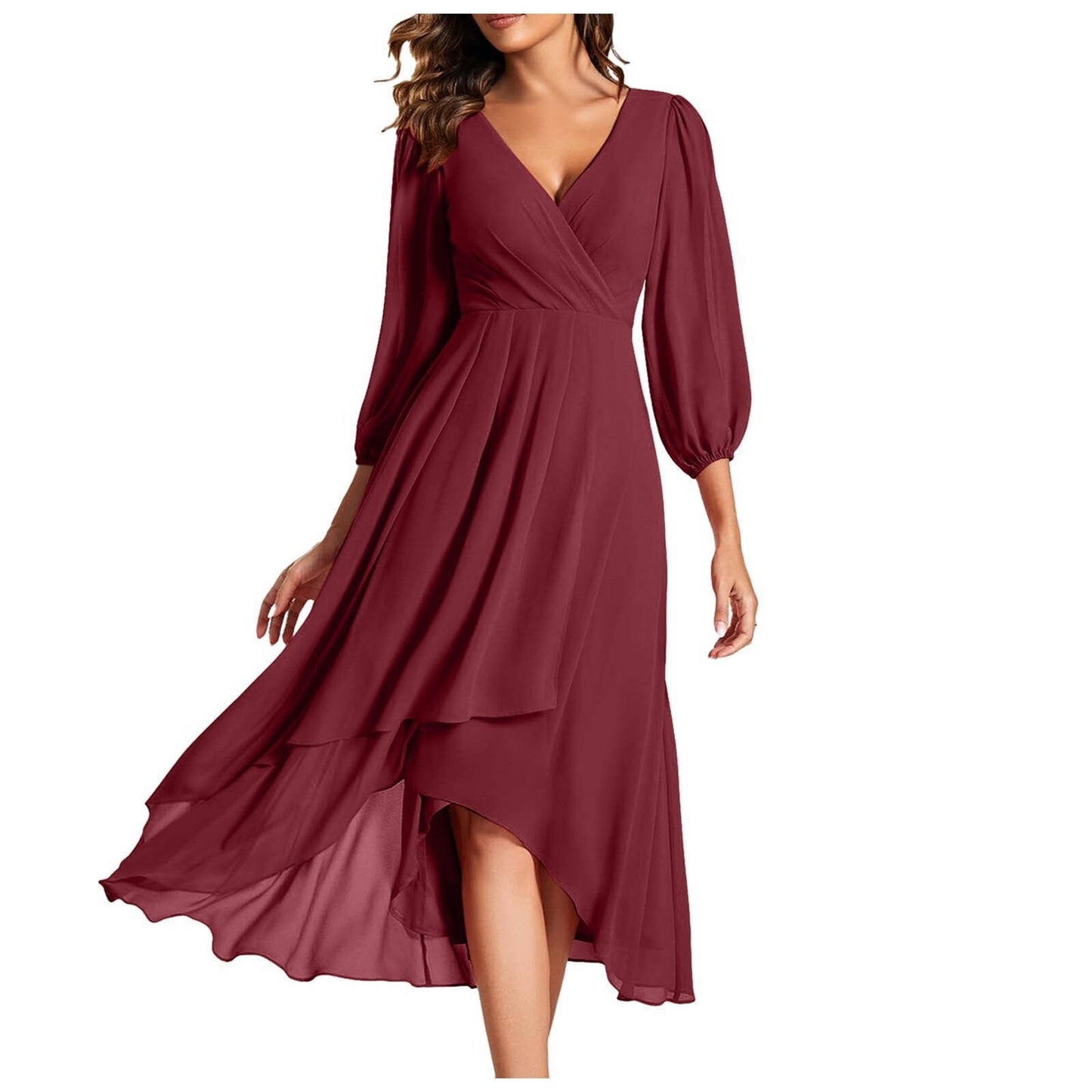 Laia | Dress With V Neck High Low Hem