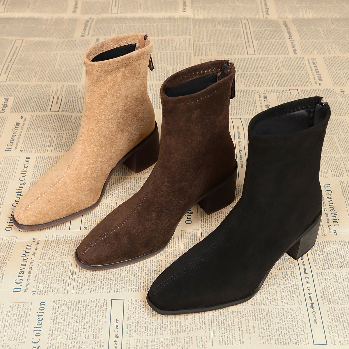Sheley - Block Heel Suede Ankle Boots