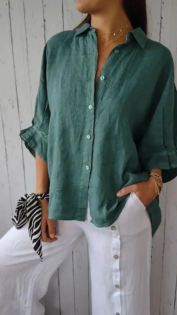 Aelita | Button Front Long Sleeve Relaxed Shirt