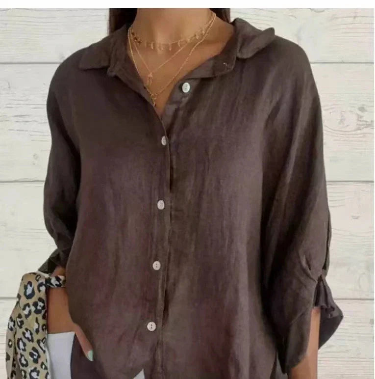 Aelita | Button Front Long Sleeve Relaxed Shirt