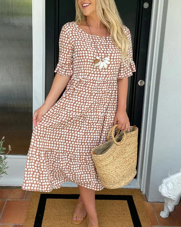 Blythea | Midi Dress Polka Dot Short Sleeve Loose Fit