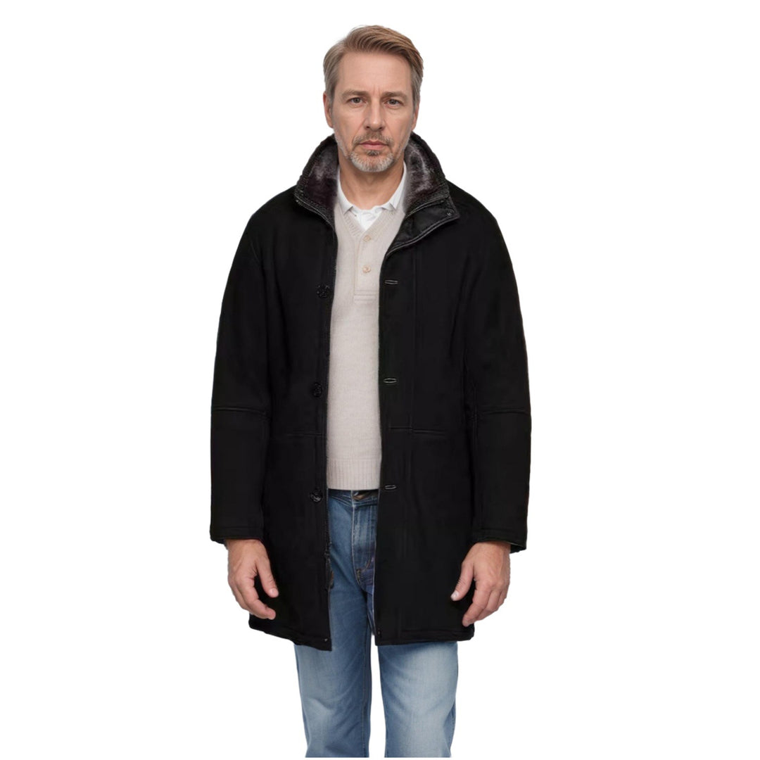 Derek | Coat with Plush Collar and Buttons
