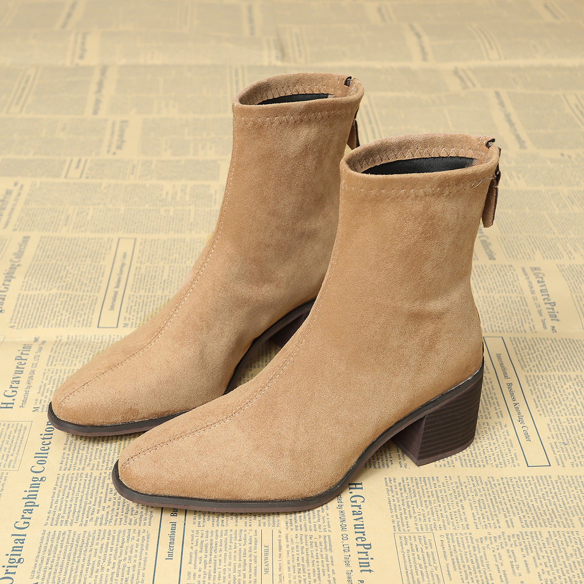 Sheley - Block Heel Suede Ankle Boots