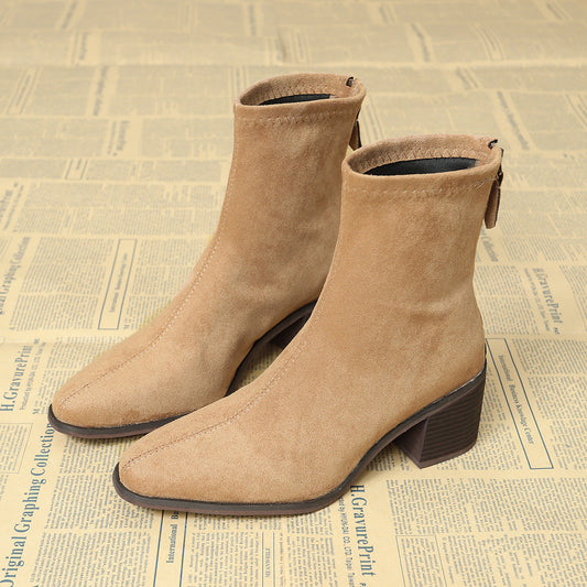 Sheley - Block Heel Suede Ankle Boots