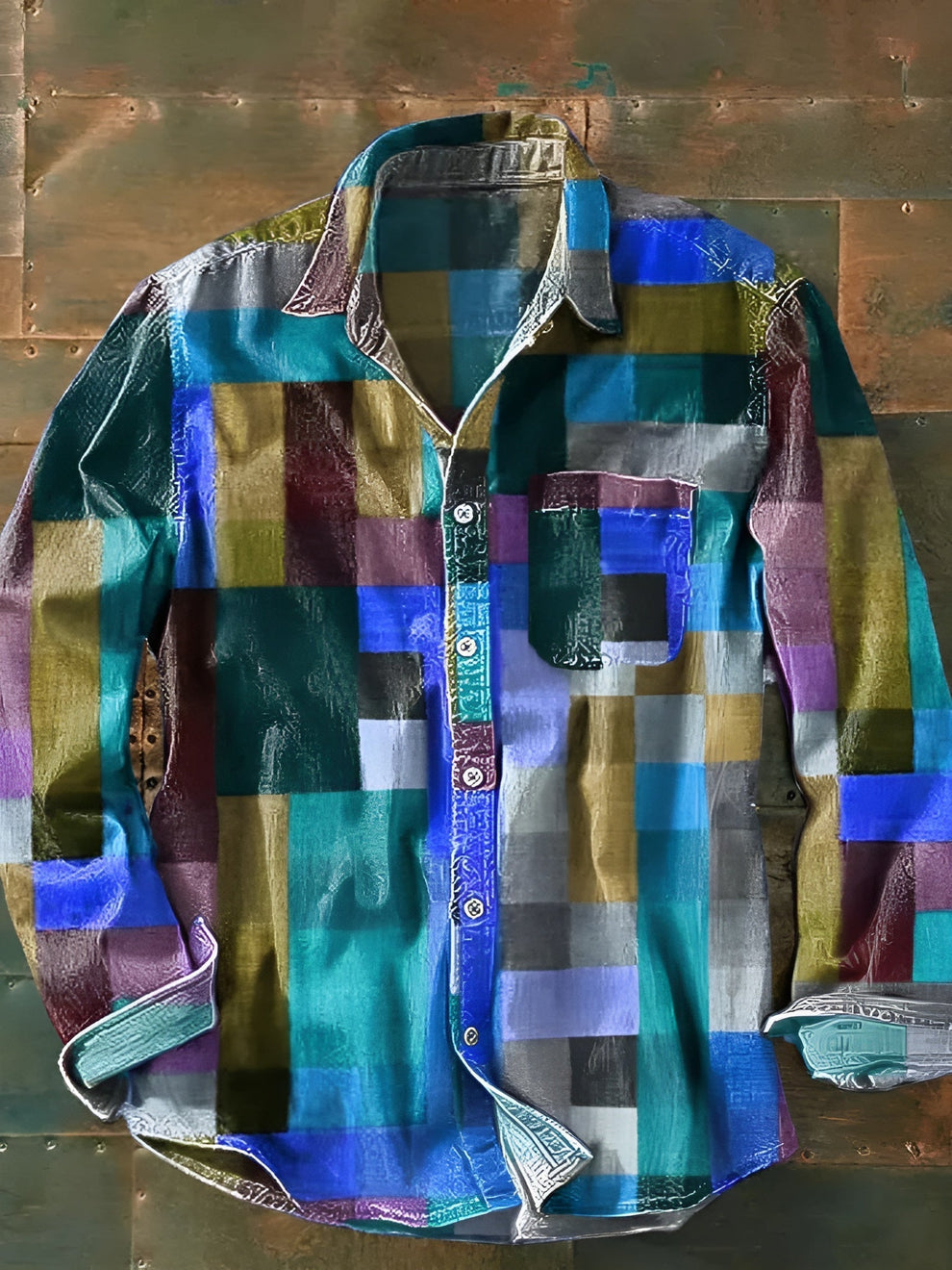 Jhoanny | Shirt with Multicolor Block Pattern Long Sleeves
