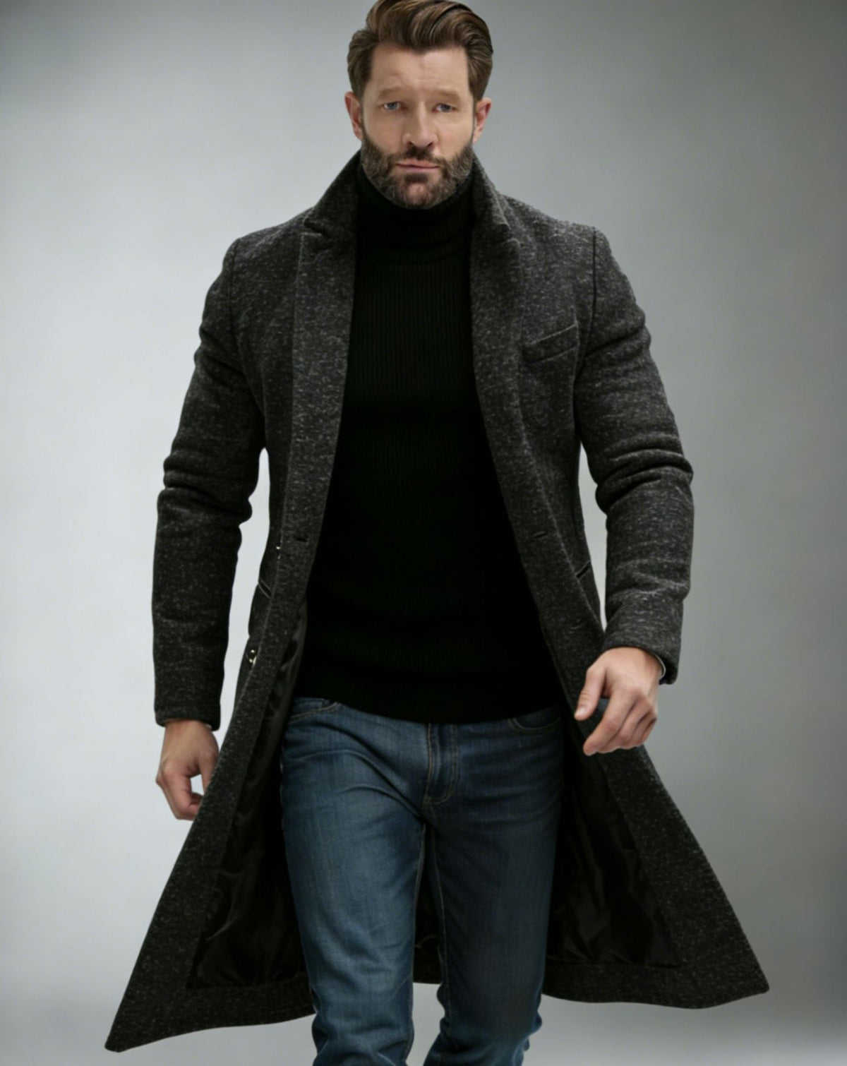 Grahame | Longline Coat with Notched Lapels