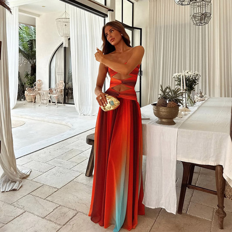 Edeltraud | Strapless Ombre Cut-Out Maxi Dress