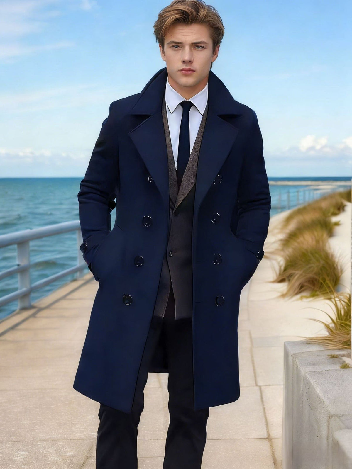 Grahame | Longline Coat with Notched Lapels