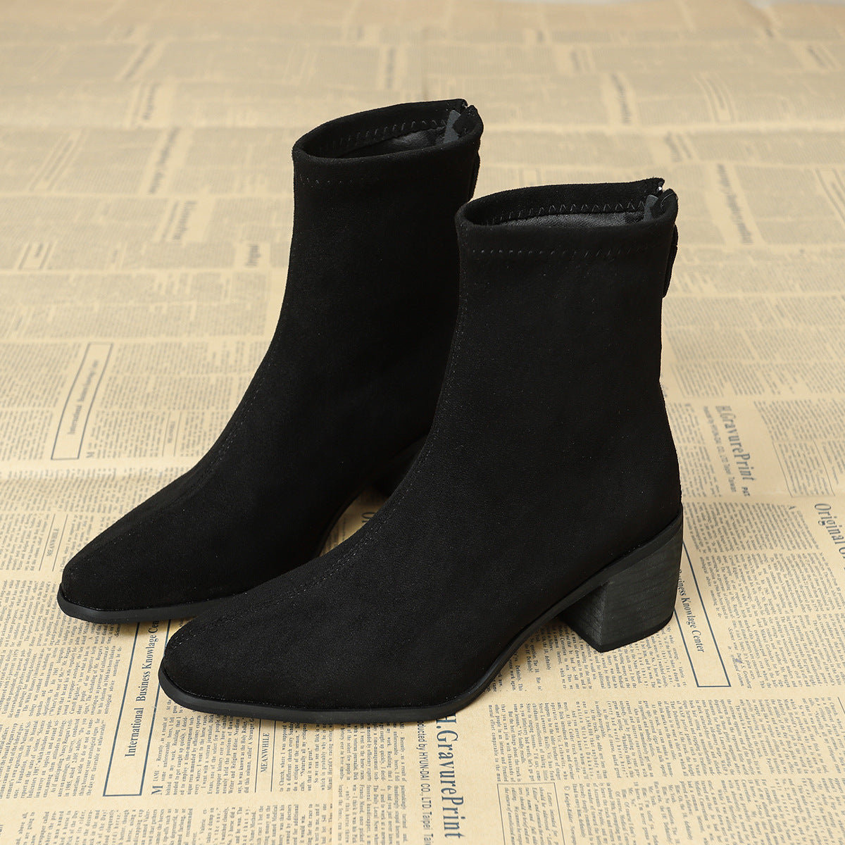 Sheley - Block Heel Suede Ankle Boots