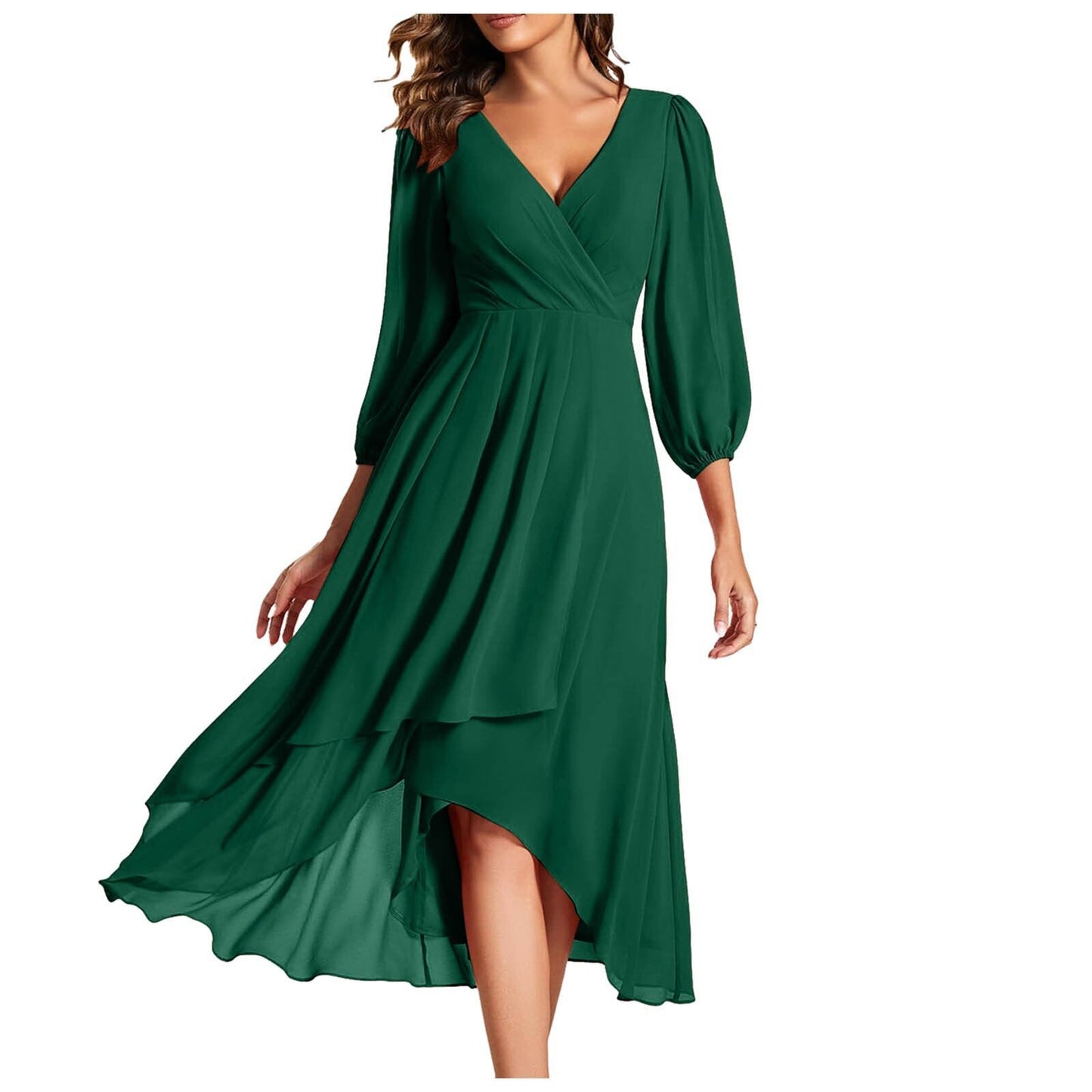 Laia | Dress With V Neck High Low Hem