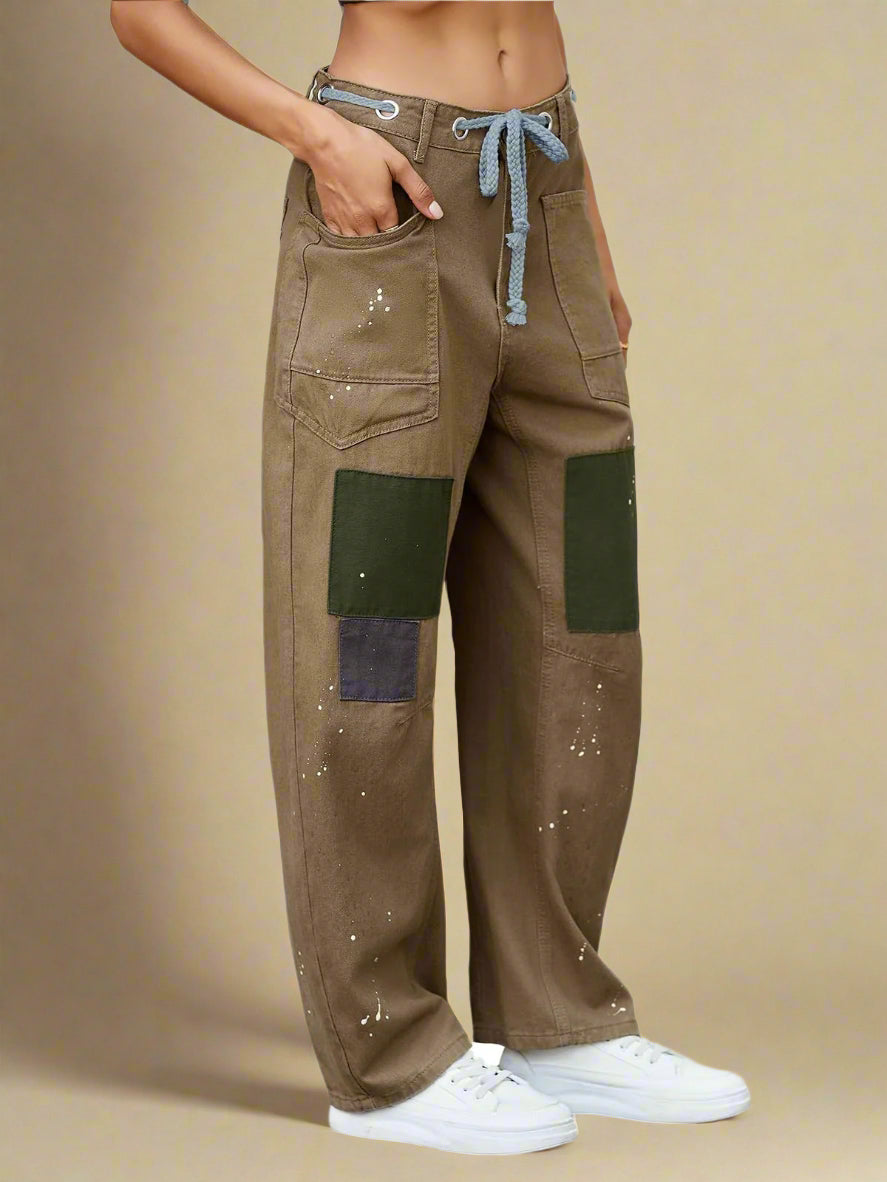 Felixa | Wide Leg Patchwork Drawstring Pants