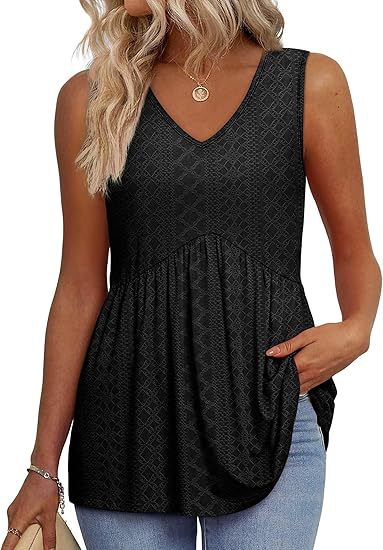 Katheryn | Sleeveless V-Neck Textured Peplum Top