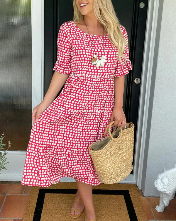 Blythea | Midi Dress Polka Dot Short Sleeve Loose Fit