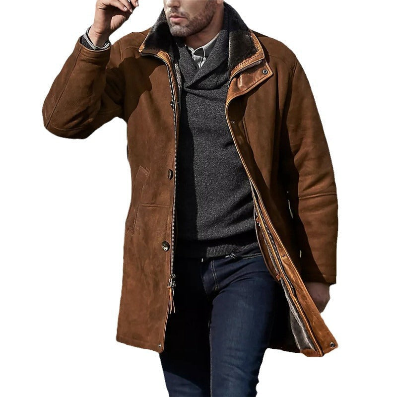 Derek | Coat with Plush Collar and Buttons