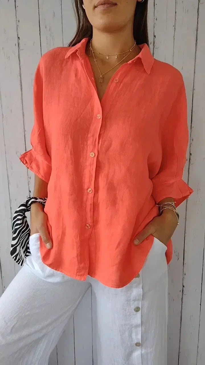 Aelita | Button Front Long Sleeve Relaxed Shirt